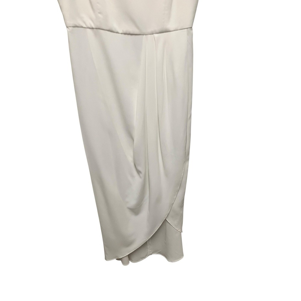 LULUS White Reinette Party Lightly Pleated Tulip Split V Neck Slip Dress Large - Picture 5 of 11